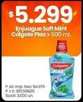 Changomas Colgate - enjuague soft mint plax oferta