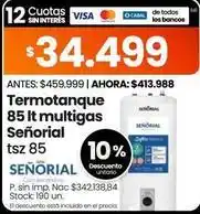 Changomas Señorial termotanque 85 lt multigas tsz 85 oferta