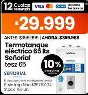 Changomas Señorial - termotanque eléctrico 65 lts tesz 65 oferta