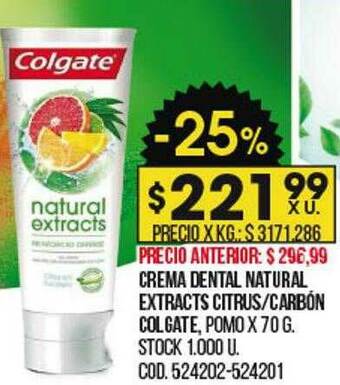 Coto Crema Dental Natural Extracts Citrus Carbón Colgate oferta
