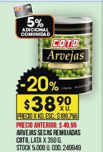 Coto Arvejas Secas Remojadas Coto oferta