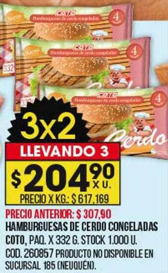 Coto Hamburguesas De Cerdo Congeladas Coto oferta
