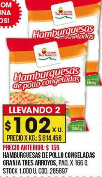 Coto Hamburguesas De Pollo Congeladas Granja Tres Arroyos oferta
