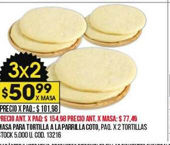 Coto Masa Para Tortilla A La Parrilla Coto oferta