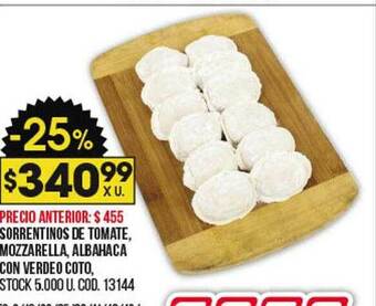 Coto Sorrentinos De Tomate Mozzarella Albahaca Con Verdeo Coto oferta