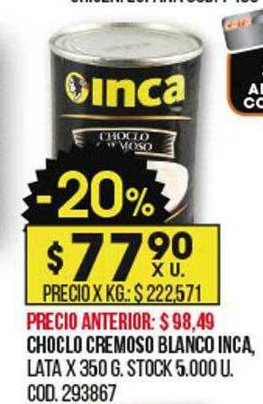 Coto Choclo Cremoso Blanco Inca oferta