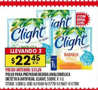 Coto Polvo Para Preparar Bebida Analcohólica Dietética Artificial Clight oferta
