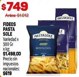 Makro Pastasole fideos pasta sole oferta