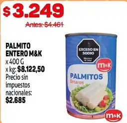 Makro M&K palmito entero oferta