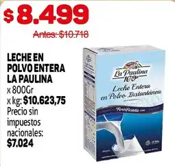 Makro La paulina leche en polvo entera oferta