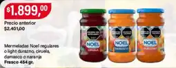 Supermercados Damesco Noel mermeladas regulares o light durazno, ciruela, damasco o naranja oferta