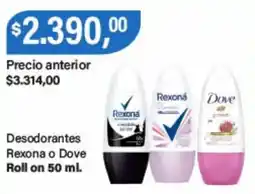Supermercados Damesco Rexona o Dove desodorantes roll on oferta
