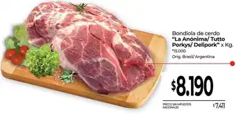 La Anonima Bondiola de cerdo oferta