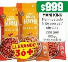 Almacor King - mani tostado frito con sal/sin sal con piel oferta