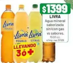 Almacor Livra - agua mineral saborizada sin/con gas vs sabores oferta