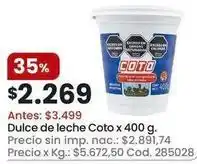 Coto Coto - dulce de leche x 400 g. cod. 285028 oferta