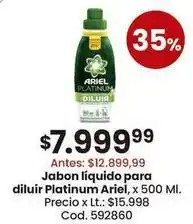 Ariel - jabon liquido para diluir platinum , x 500 ml