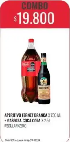 Supermercados Tadicor Coca cola - aperitivo fernet branca + gaseosa coca cola regular/zero oferta