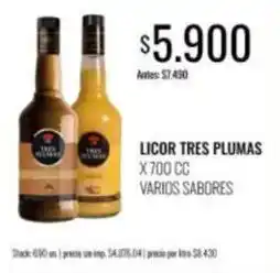 Supermercados Tadicor Tres plumas - licor tres plumas oferta