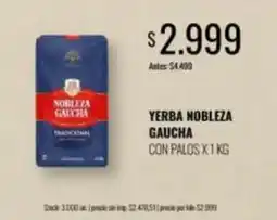 Supermercados Tadicor Nobleza gaucha - yerba gaucha con palos oferta