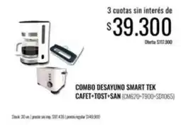 Supermercados Tadicor Smart tek - combo desayuno smart tek cafet+tost+san (cm620-t900-sd1065) oferta