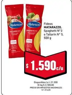 Cooperativa Obrera Matarazzo - fideos spaghetti n°3 o tallarín n° 5 oferta