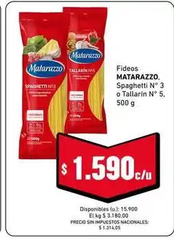 Cooperativa Obrera Matarazzo - fideos spaghetti n° 3 o tallarin n° 5 oferta