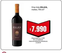 Cooperativa Obrera Killka - vino tinto malbec oferta