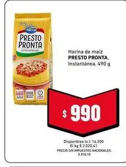 Cooperativa Obrera Presto pronta - harina de ma	ext{í}z instant	ext{á}nea oferta