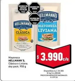 Cooperativa Obrera Hellmann's - mayonesa clásica o liviana oferta