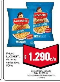 Cooperativa Obrera Lucchetti - fideos oferta