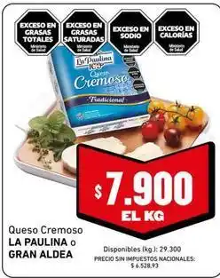 Cooperativa Obrera La paulina - queso cremoso oferta