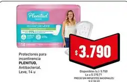 Cooperativa Obrera Plenitud - protectores para incontinencia, antibacterial, leve oferta