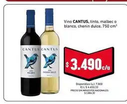 Cooperativa Obrera Malbec - vino cantus, tinto, malbec o blanco, chenin dulce oferta