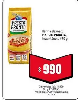 Cooperativa Obrera Presto pronta - harina de ma7z presto pronta oferta