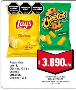 Cooperativa Obrera Lay's - papas fritas clásicas, chizitos, cheetos oferta