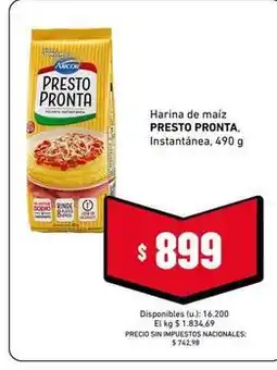 Cooperativa Obrera Presto pronta - harina de maíz instantánea oferta