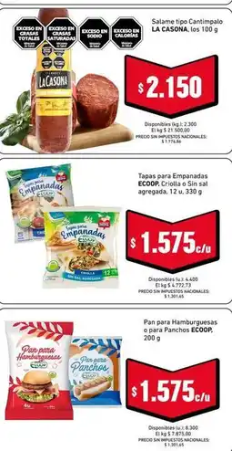 Cooperativa Obrera La casona - salame tipo cantimpal oferta