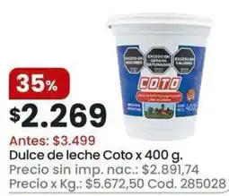 Coto Coto dulce de leche oferta