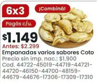 Coto Coto empanadas varios sabores oferta
