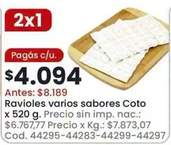 Coto Coto ravioles varios sabores oferta