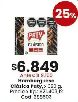 Coto Paty hamburguesa clásica oferta
