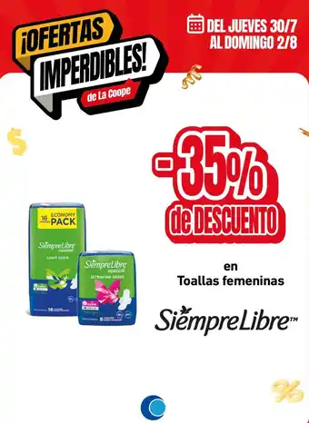 Cooperativa Obrera Siempre Libre toallas femeninas oferta