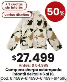 Coto Campera sherpa estampada infantil oferta