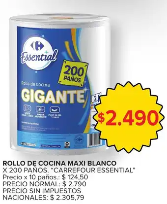 Carrefour essential rollo de cocina maxi blanco