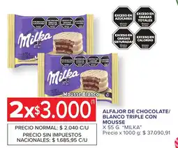 Carrefour Express Milka alfajor de chocolate blanco triple con mousse oferta