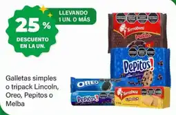 Supermercados Damesco Terrabusi galletas simples o tripack lincoln, oreo, pepitos o melba oferta