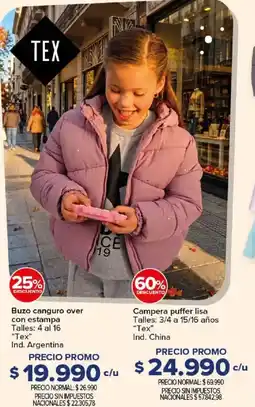 Carrefour Tex buzo canguro over con estampa oferta