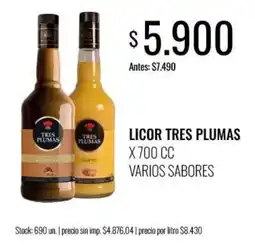 Super MAMI Tres plumas licor varios sabores oferta