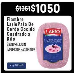 Makro Lario - fiambreria pata de cerdo cocido cuadrado oferta